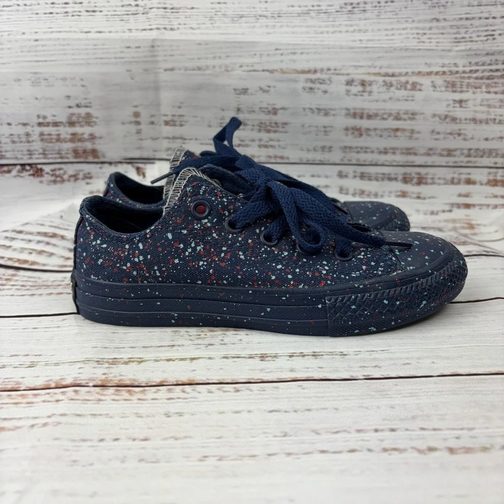 Converse Paint Splatter Youth Sz 12 Chuck Taylor Sneaker Low Top Blue Red Kids